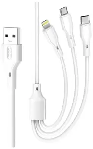XO cable NB230 3in1 USB - Lightning/USB-C/microUSB 2.4A 1m, white