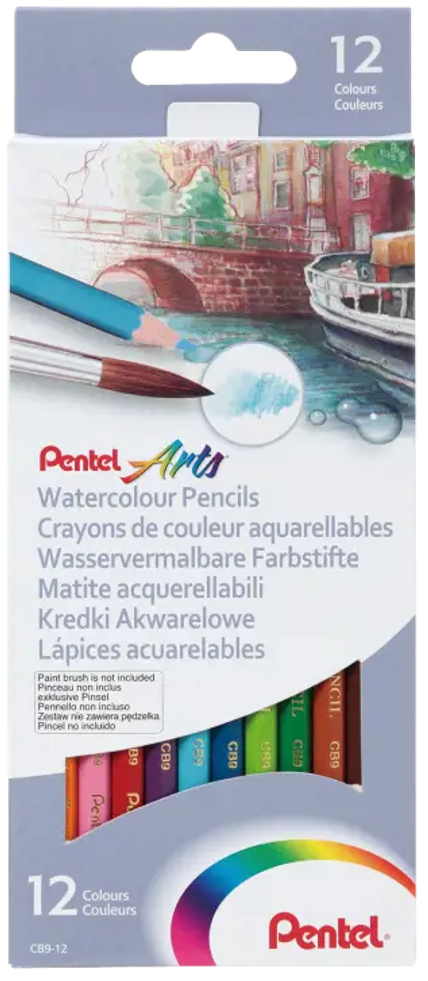 Spalvoti pieštukai PENTEL ARTS, akvareliniai 12 spalvų
