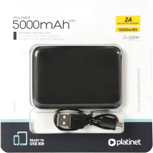 Platinet power bank 5000mAh polimerinis, juodas (44815)