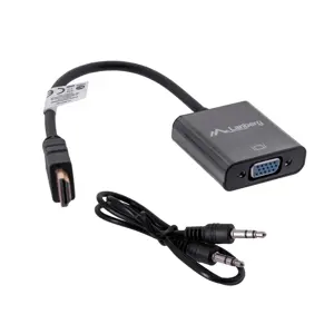 LANBERG AD-0017-BK "Lanberg" adapteris HDMI-A(M)->VGA(F) su garso kabeliu