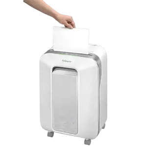 "Fellowes Powershred LX201 Micro-Cut Shredder", baltas, smulkinimas mikroautomačiu, 23 cm, 2 x 12 mm, 22 l, Touch, 4 ratukai