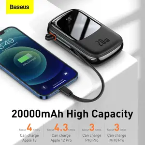 Maitinimo baterija "Baseus Qpow PRO" su laidu, 20000 mAh, 20 W (juoda)
