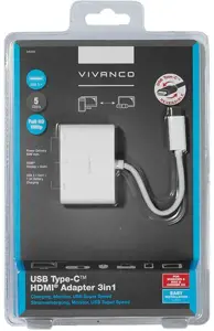 "Vivanco" adapteris USB-C - HDMI 3in1, baltas (34293)