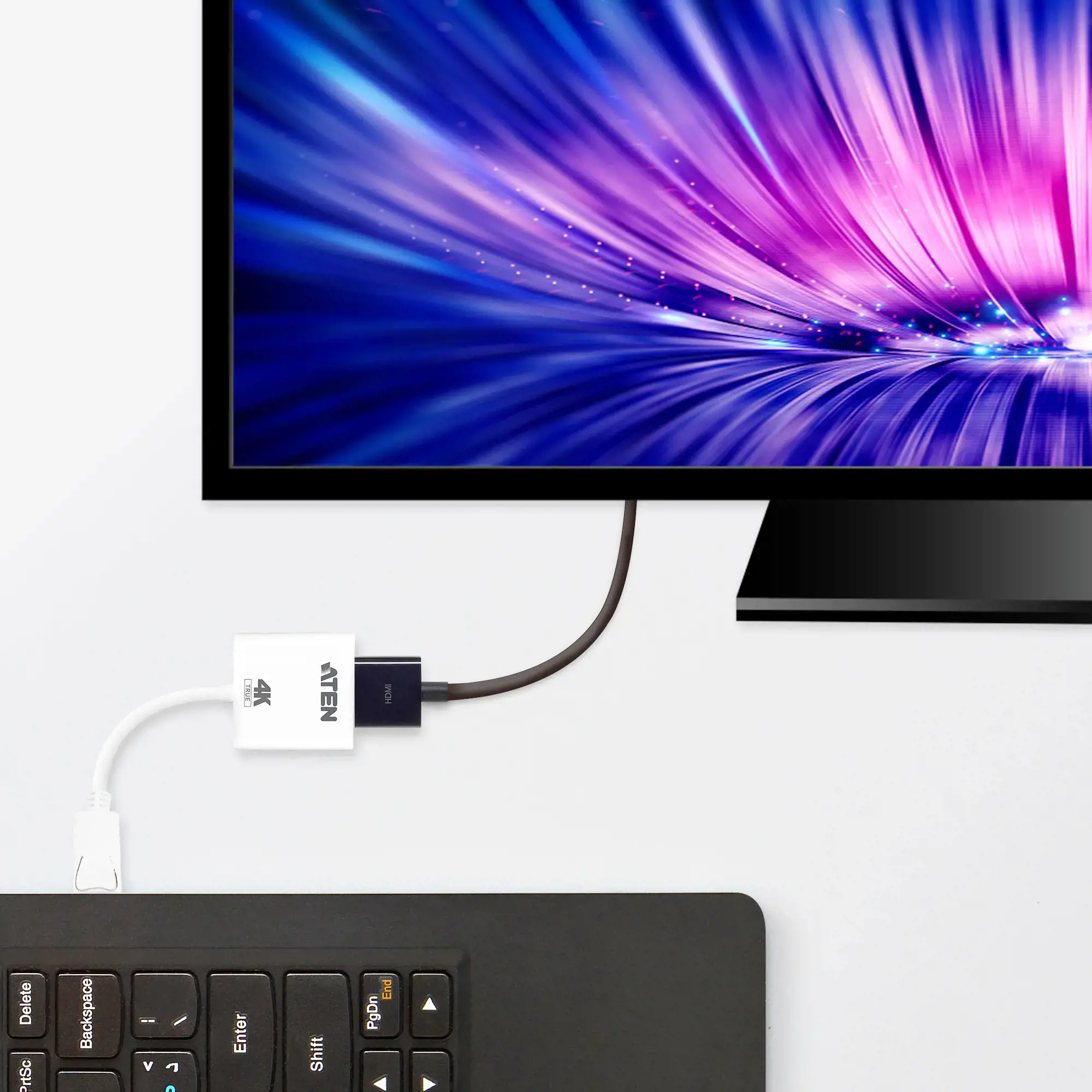 "ATEN True 4K DisplayPort" ir HDMI aktyvusis adapteris, 4096 x 2160 taškų, 60 Hz, baltas, aktyvusis vaizdo keitiklis, 0-50 °C, -20-60 °C