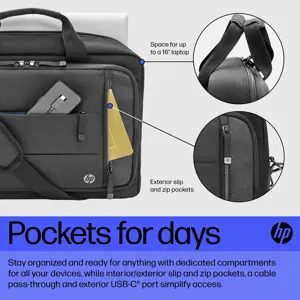 HP Renew Executive 16 colių nešiojamojo kompiuterio krepšys, Messenger dėklas, 40,9 cm (16,1"), 860 g