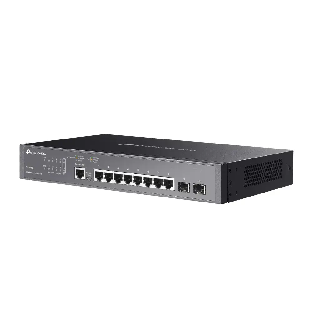 "TP-Link JetStream" 8 prievadų "Gigabit L2" valdomas tinklo komutatorius su 2 SFP lizdais, valdomas, L2, Gigabit Ethernet (10/100/1000), dvipusis, montuojamas į stovą, 1U