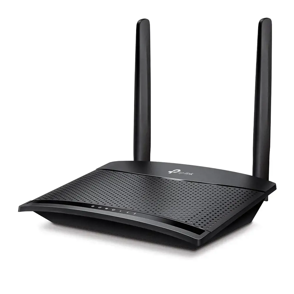 TP-Link TL-MR100, "Wi-Fi 4" (802.11n), vienos juostos (2,4 GHz), Ethernet LAN, 3G, juodas, stalinis maršrutizatorius