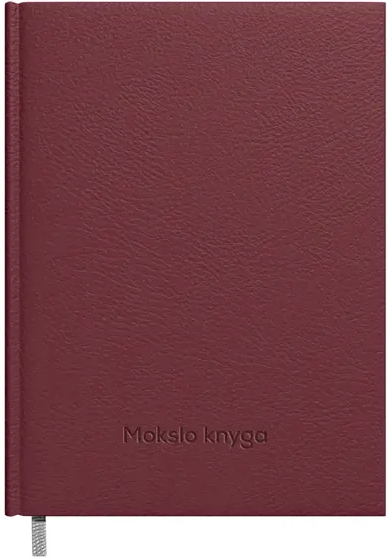 Kalendorius MOKSLO KNYGA 2025/2026, dirbtinė oda 14 x19 cm, vyšninės sp.