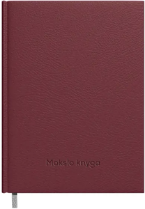 Kalendorius MOKSLO KNYGA 2025/2026, dirbtinė oda 14 x19 cm, vyšninės sp.