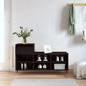 Spintelė batams, juodos spalvos, 102x36x60cm, apdirbta mediena