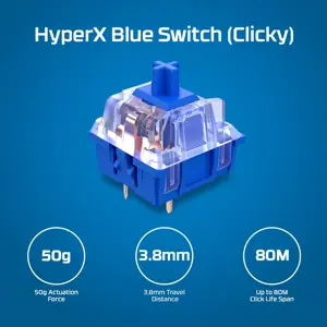 "HyperX Alloy Origins PBT HX Blue" - mechaninė žaidimų klaviatūra, pilno dydžio (100 %), USB, mechaninė, QWERTY, RGB LED, juoda