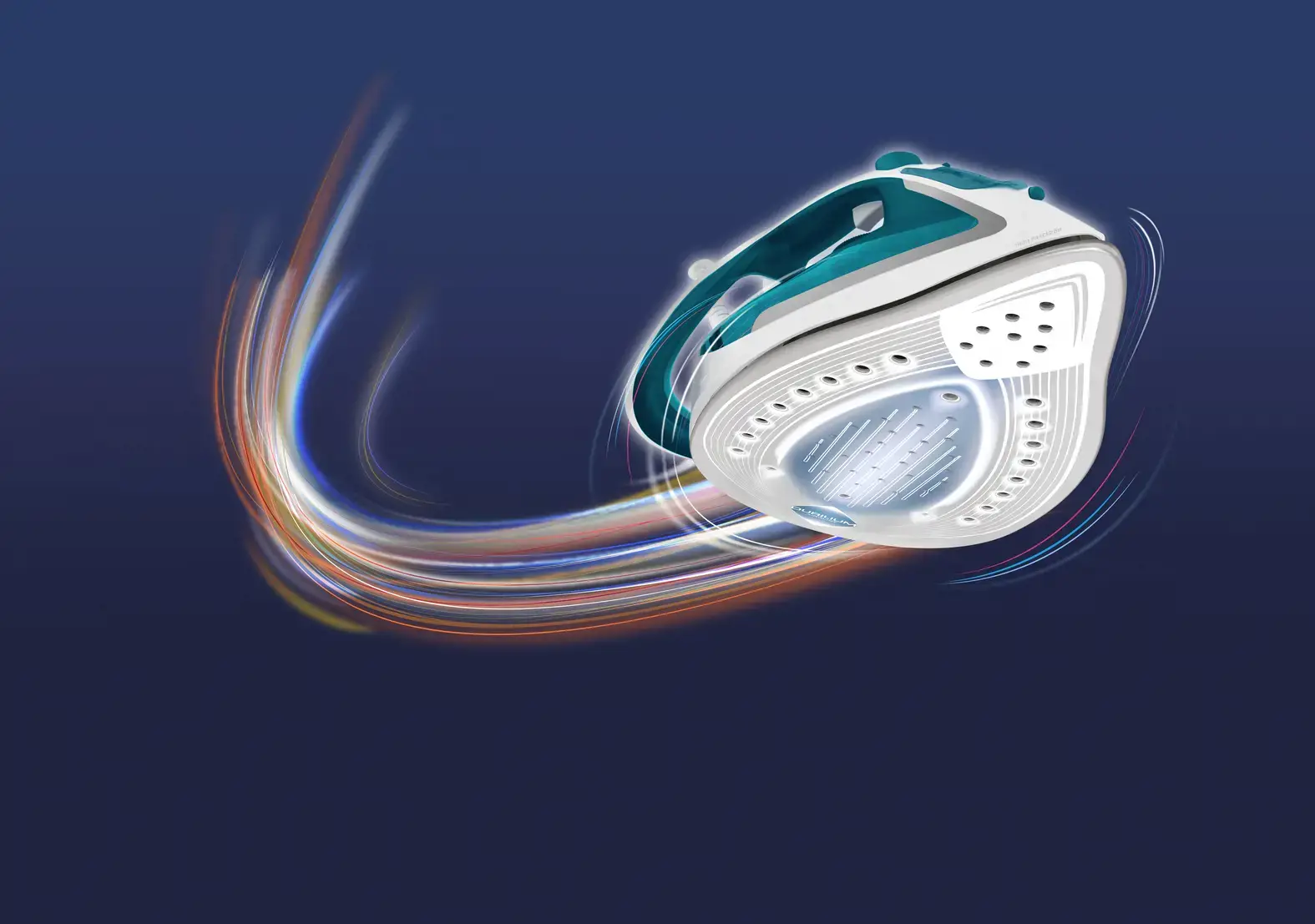 "Tefal EasyGliss Plus FV5718", sausas ir garų lygintuvas, "Durilium" padas, 2 m, 190 g/min, turkio spalvos, baltas, 45 g/min