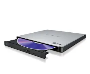 "Hitachi-LG Slim" nešiojamasis DVD įrašymo įrenginys, sidabrinės spalvos, dėklas, stalinis/nešiojam…