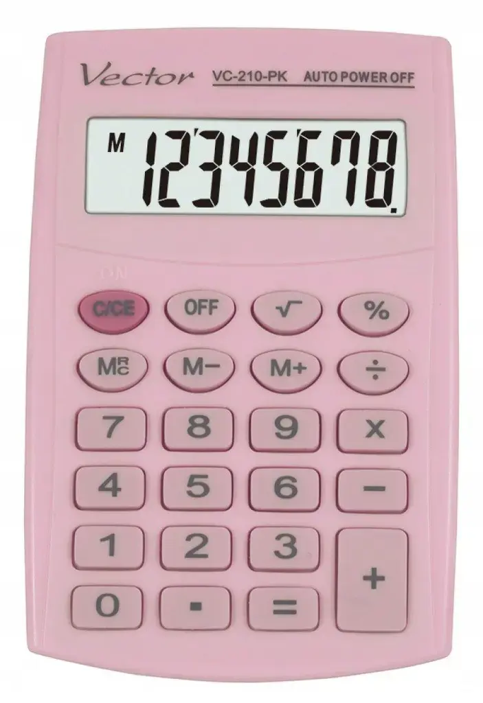 Vector KAV VC-210 PK pocket calculator, 8 digits, 64x98.5 mm, light pink