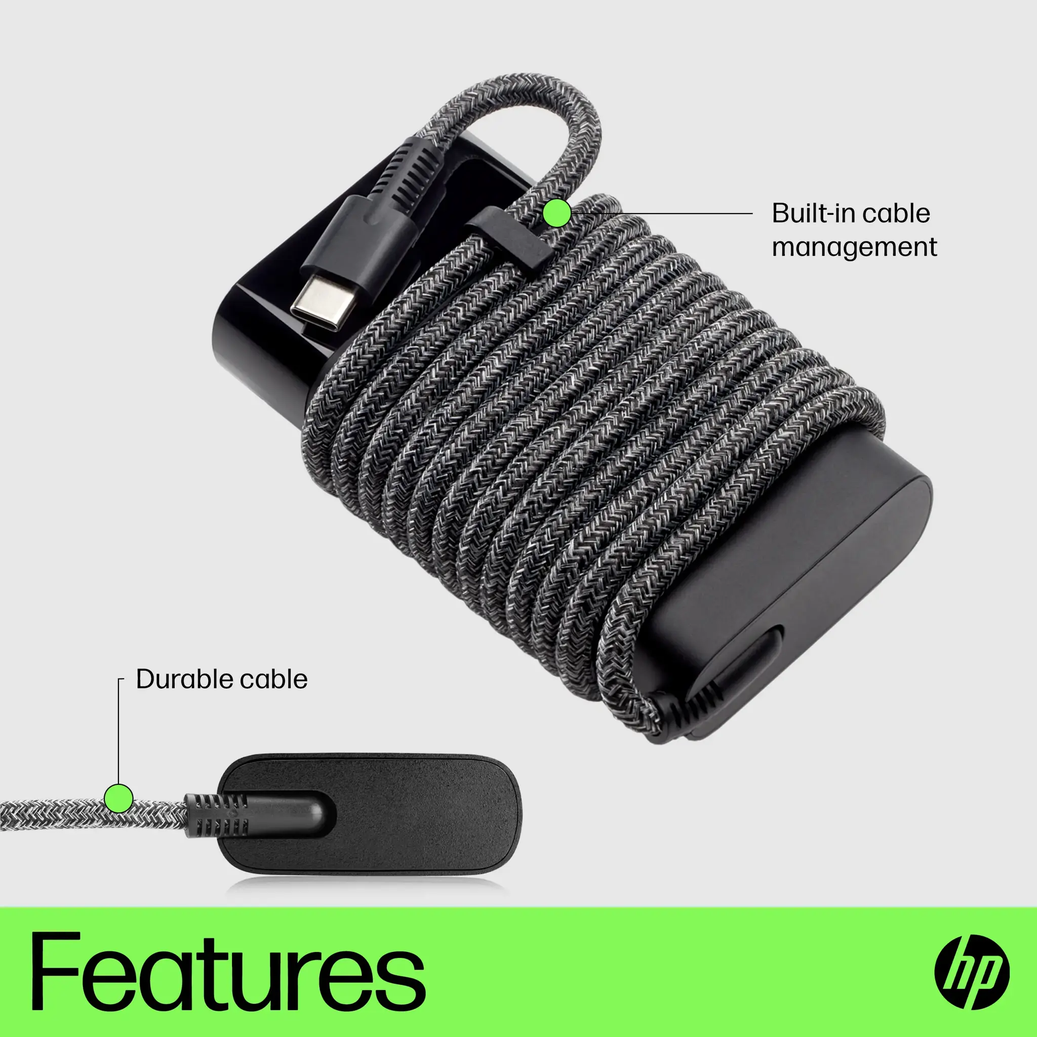 HP USB-C 65W nešiojamojo kompiuterio įkroviklis, nešiojamasis kompiuteris, vidinis, 90 V, 65 W, 5-20 V, 1,6 A