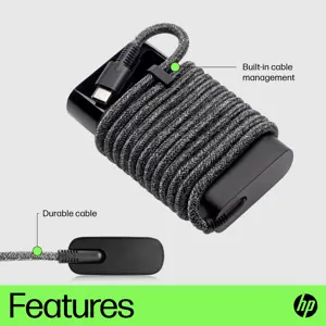 HP USB-C 65W nešiojamojo kompiuterio įkroviklis, nešiojamasis kompiuteris, vidinis, 90 V, 65 W, 5-20 V, 1,6 A