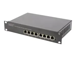 DIGITUS 10 colių 8 prievadų Gigabit Ethernet PoE komutatorius 8 x 10/100/1000Mbps RJ45 PoE 96W su 10 colių laikikliais