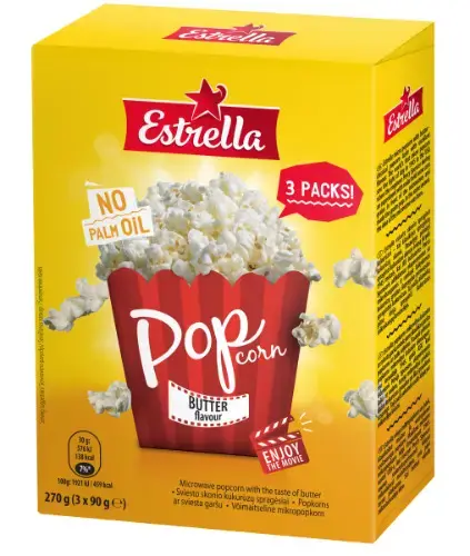 Kukurūzų spragėsiai ESTRELLA, sviesto skonio, 3*90g