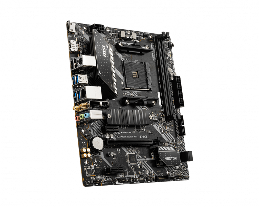 MSI MAG A520M VECTOR WIFI, AMD, Socket AM4, 3rd Generation AMD Ryzen™ 3, 3rd Generation AMD Ryzen 5, 3rd Generation AMD Ryzen™ 7, 3rd..., DDR4-SDRAM, 64 GB, DIMM