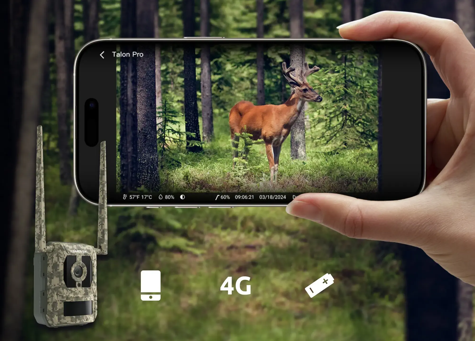 Reolink | 4K 4G Cellular Trail Camera with Live Streaming | Talon Series S130 | Trail | 8 MP | 4mm/F1.6 | IP67 | H.265 | MicroSD Card, up to 256 GB