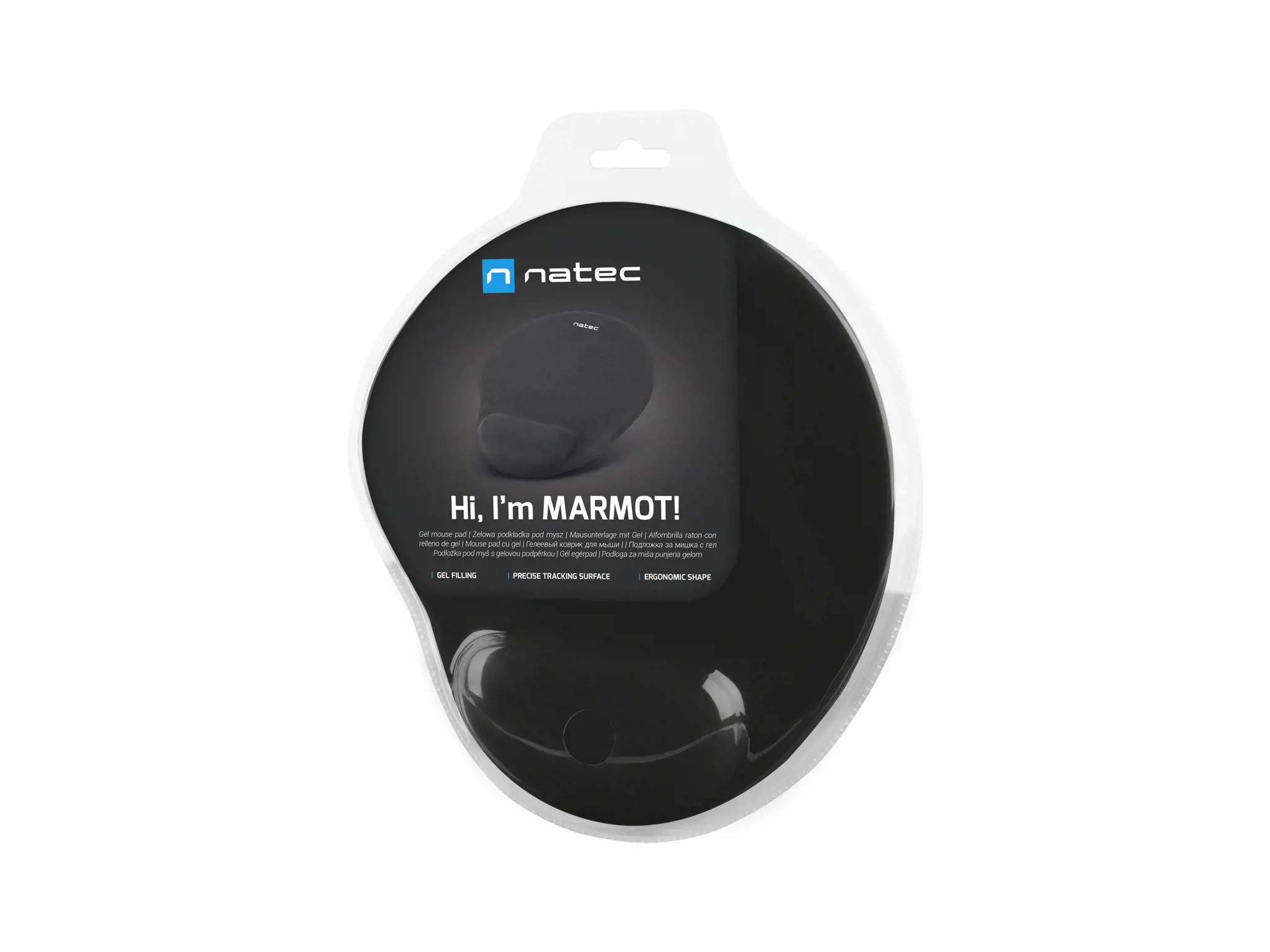 NATEC NPF-0783 "Natec" pelės kilimėlis Ergonomiškas MARMOT gelio užpildas, juodas