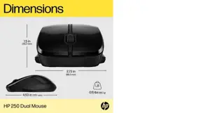 HP 250 dviguba pelė, dvipusė, "Bluetooth" + A tipo USB, 1600 DPI, juoda