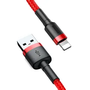 "Baseus Cafule Cable" patvarus nailono kabelis USB / "Lightning" QC3.0 2.4A 0.5M raudonas (raudonas)