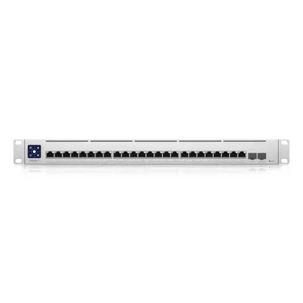 "Ubiquiti" 3 lygmens komutatorius su (24) 10GbE RJ45 prievadais ir (2) 25G SFP28 prievadais