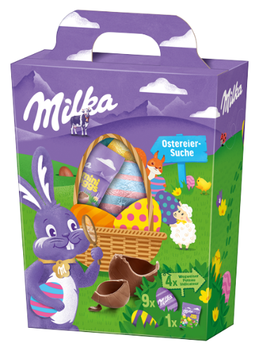 Šokaladinių saldainių rinkinys MILKA Egg Hunt Basket, 162 g