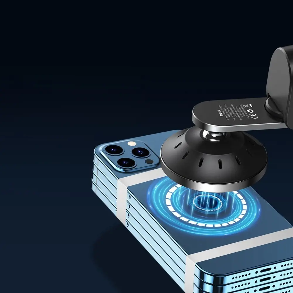 Baseus Big Energy car mount with wireless charger 15W for Iphone 12 (Black)