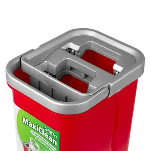Plokščia šluostė + kibiras + teleskopinis strypas + 2 x mikropluošto padas 5,7 l grindų valymo rinkinys XXL su besisukančia galvute