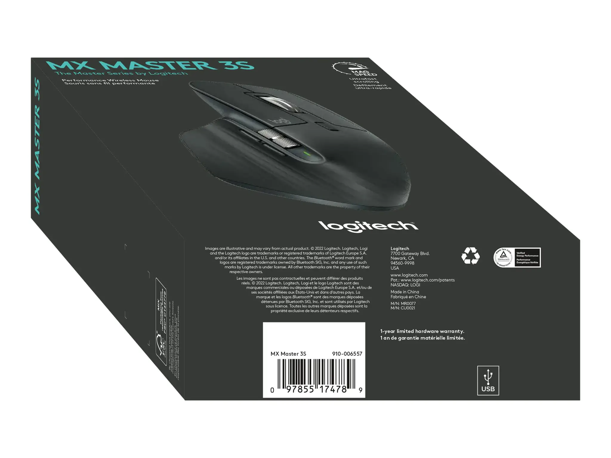 "Logitech MX Master 3S Performance" belaidė pelė - grafito spalvos