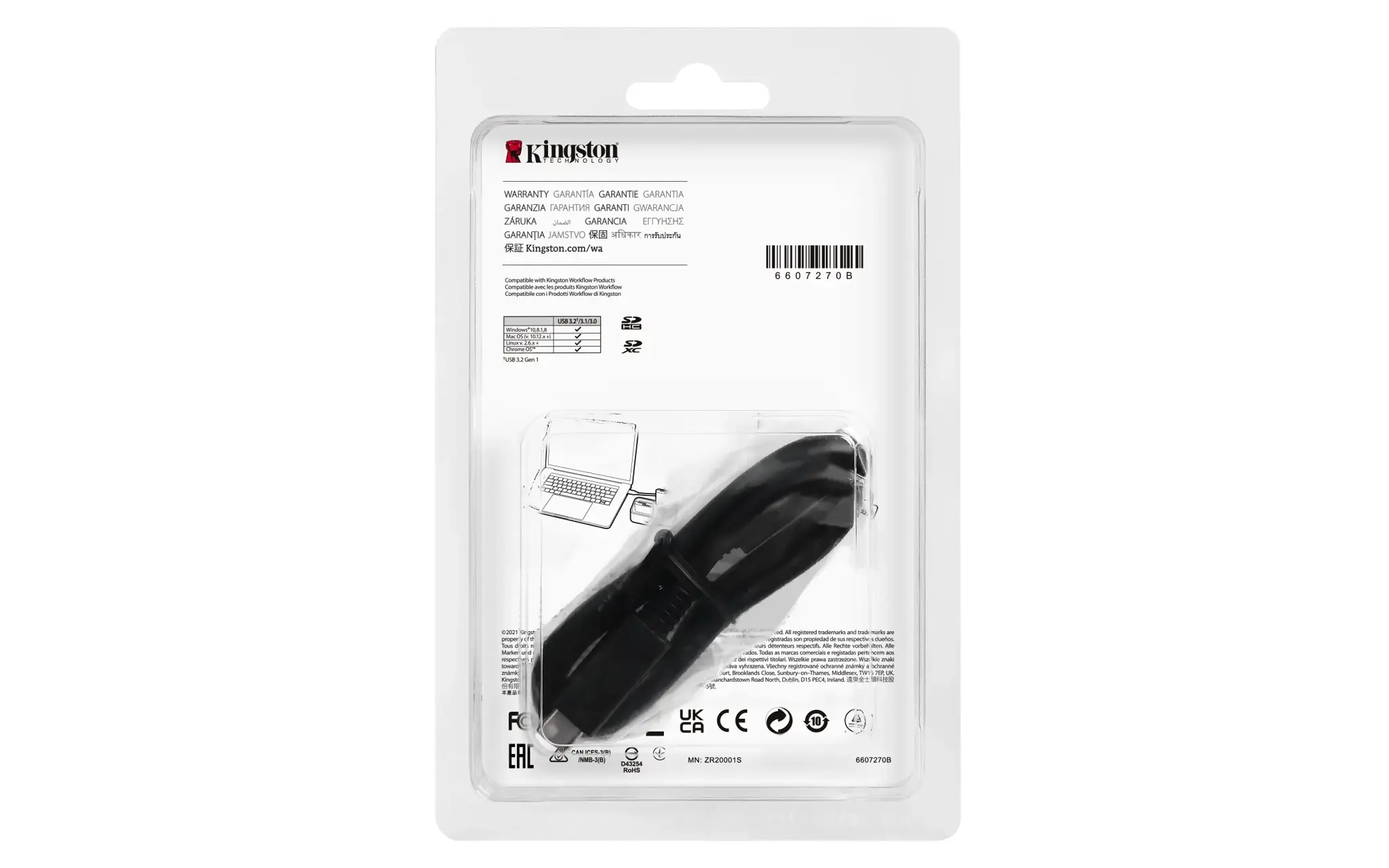 KINGSTON USB3.2 Gen1 dviejų lizdų SDHC/SDXC UHS-II kortelių skaitytuvas