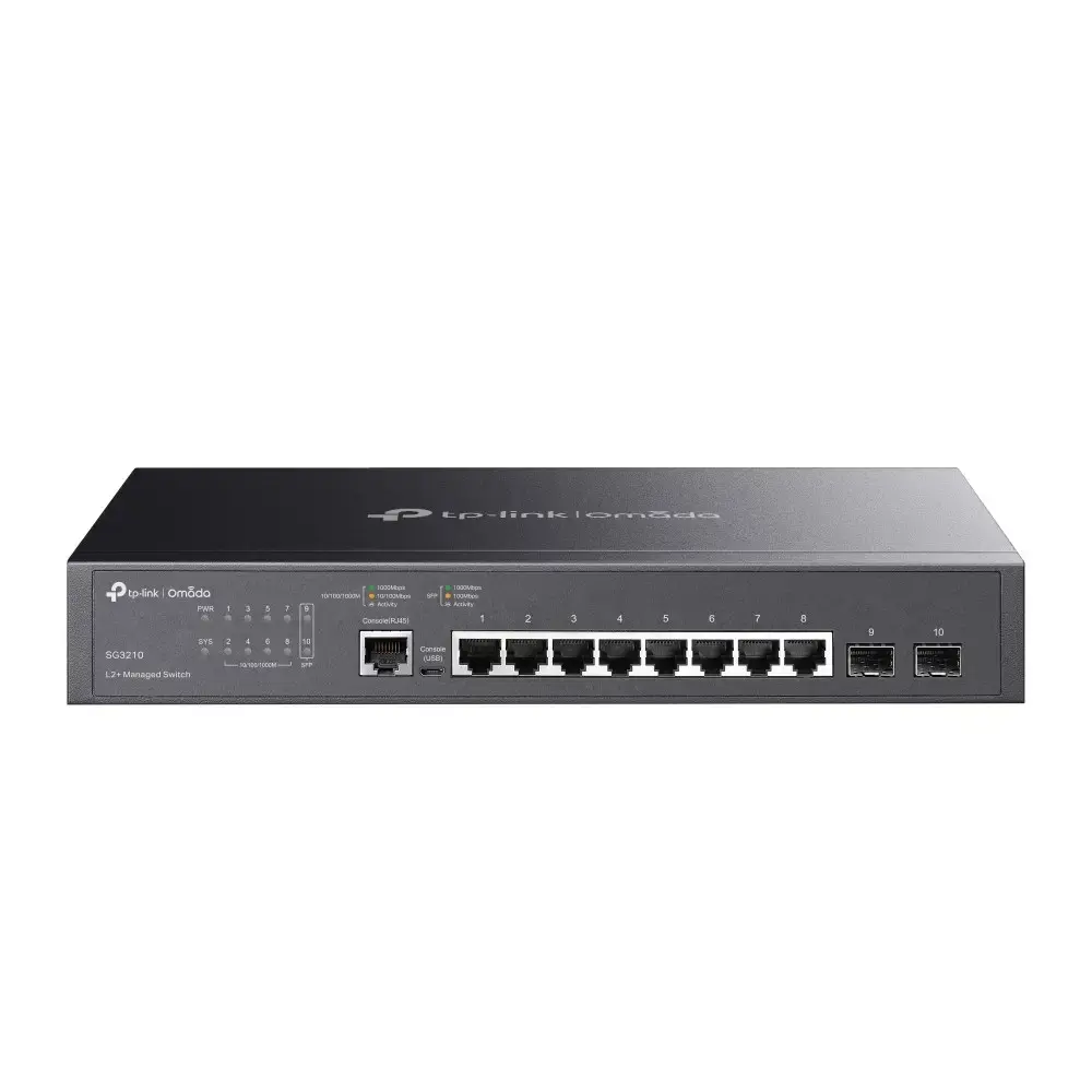 "TP-Link JetStream" 8 prievadų "Gigabit L2" valdomas tinklo komutatorius su 2 SFP lizdais, valdomas, L2, Gigabit Ethernet (10/100/1000), dvipusis, montuojamas į stovą, 1U