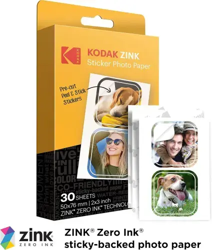 Kodak ZINK 2x3'' 50x76 mm 30 Sheets Pre-Cut Sticker Fotopopierius