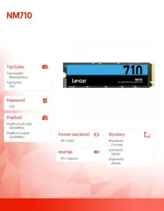 SSD diskas Lexar NM710 2 TB, M.2 2280, PCIe Gen4x4