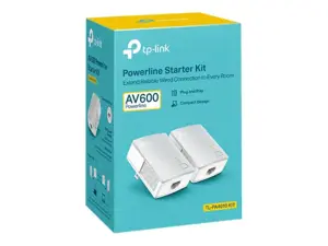 TP-Link TL-PA4010KIT, 600 Mbps, IEEE 802.3, IEEE 802.3u, Fast Ethernet, 10 100 Mbps, 10BASE-T, 100BASE-TX, HomePlug AV