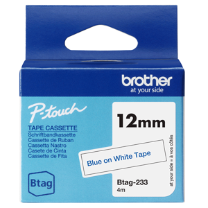Brother BTAG-233, Blue on white, Philippines, 5 year(s), Brother, P-touch PT-N10, PT-N20, PT-N25BT,…