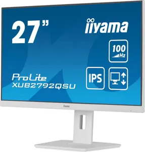 iiyama ProLite XUB2792QSU-W6, 68.6 cm (27"), 2560 x 1440 pixels, Wide Quad HD, LED, 0.4 ms, White
