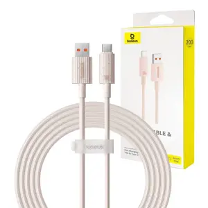 Greitojo įkrovimo laidas "Baseus" iš USB į USB-C "Habitat" serijos 2 m 100 W (rožinės spalvos)