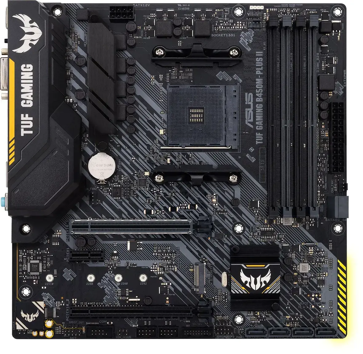 ASUS TUF Gaming B450M-Plus II, AMD, Socket AM4, AMD Ryzen™ 3, 2 kartos AMD Ryzen™ 3, 3 kartos AMD Ryzen™ 3, 3 kartos AMD Ryzen™ 3, AMD Ryzen™ 5, 2..., DDR4-SDRAM, 128 GB, DIMM