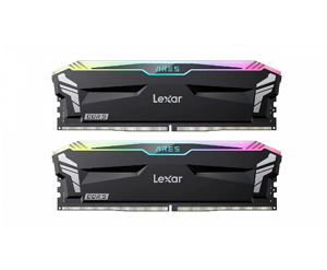 "Lexar" 2x16GB ARES Gaming UDIMM DDR5 6800 atmintis su juodu radiatoriumi ir RGB apšvietimu "Lexar