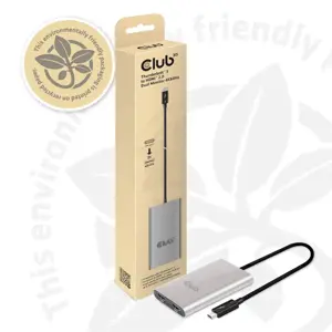 CLUB3D Thunderbolt 3 to Dual HDMI 2.0 Adapter, 2x HDMI, HDMI 2.0, 3840 x 2160 pixels, Grey, Silver, 60 Hz, 0.27 m