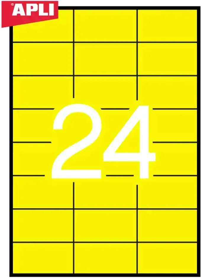 Lipnios etiketės APLI, 70 x 37 mm, A4, 24 lipdukai lape, 20 lapų
