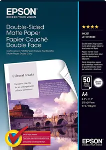 Epson Double Sided Matte Paper - A4 - 50 Sheets, Matt, 178 g/m², A4, White, 50 sheets, Epson Stylus…