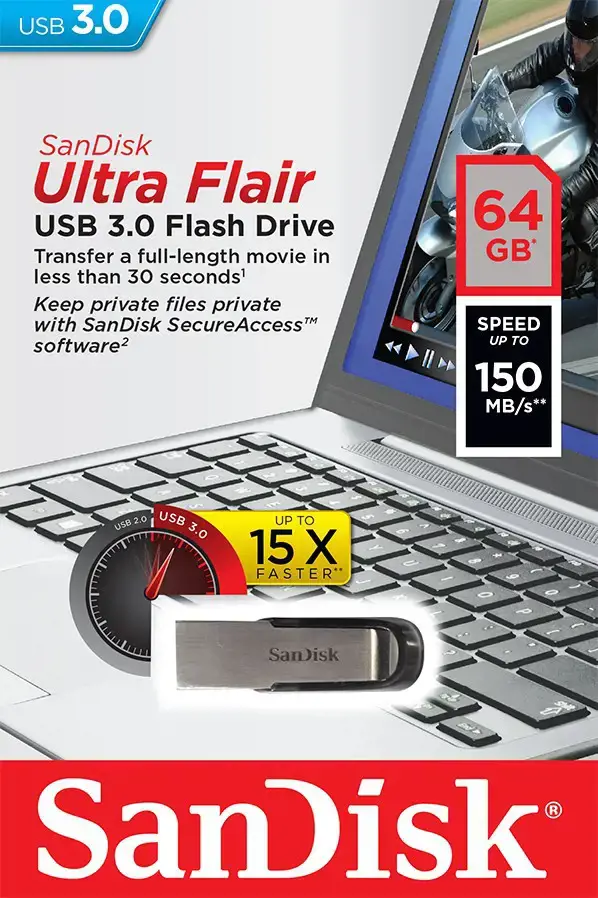SanDisk Ultra Flair USB 3.0 64GB; EAN: 619659136703