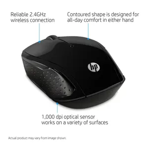 HP belaidė pelė 200, dvipusė, optinė, RF belaidė, 1000 DPI, juoda