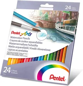 Spalvoti pieštukai PENTEL ARTS, akvareliniai 24 spalvų