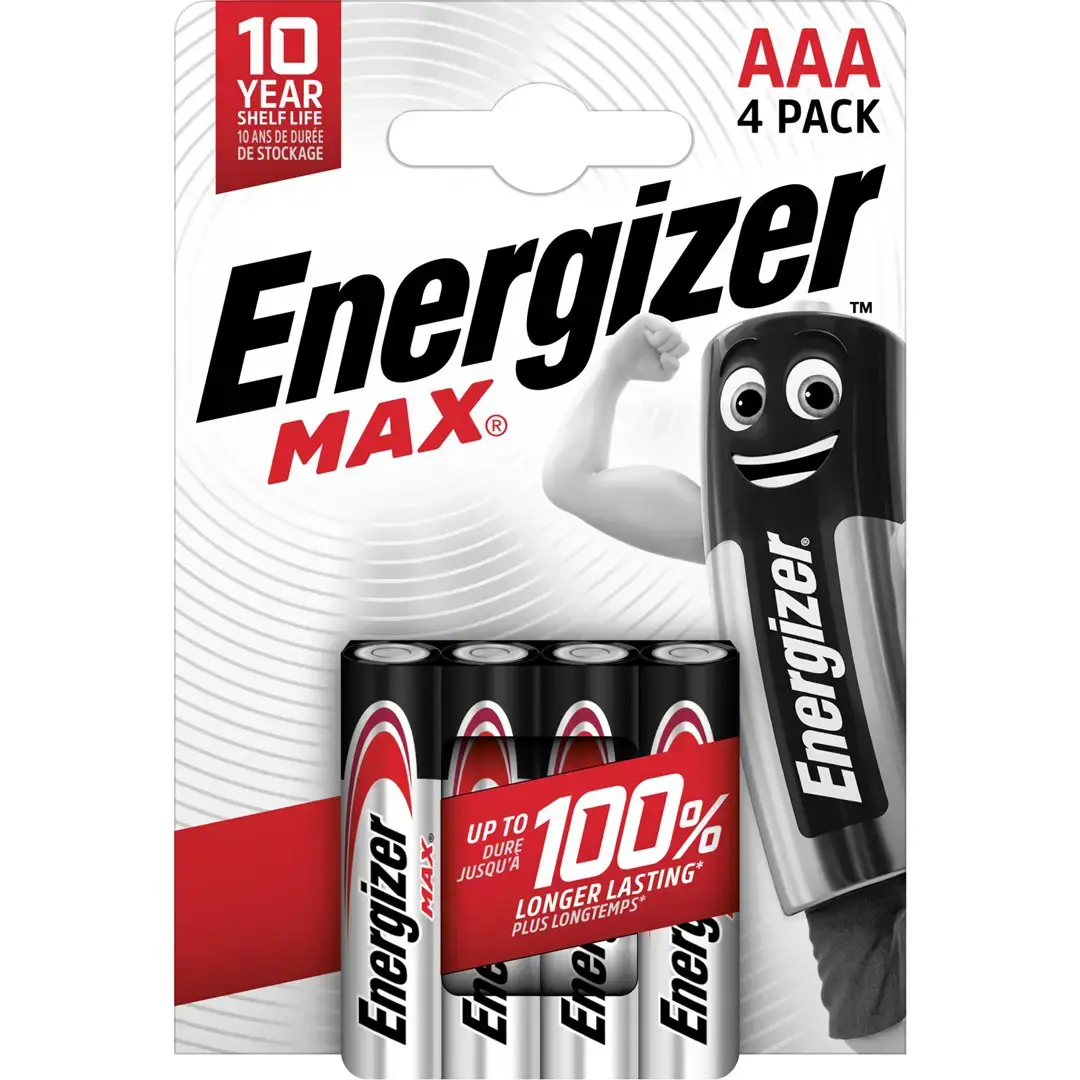 ENERGIZER ŠARMINĖS BATERIJOS MAX AAA LR03, 4 VNT., EKOLOGIŠKA PAKUOTĖ