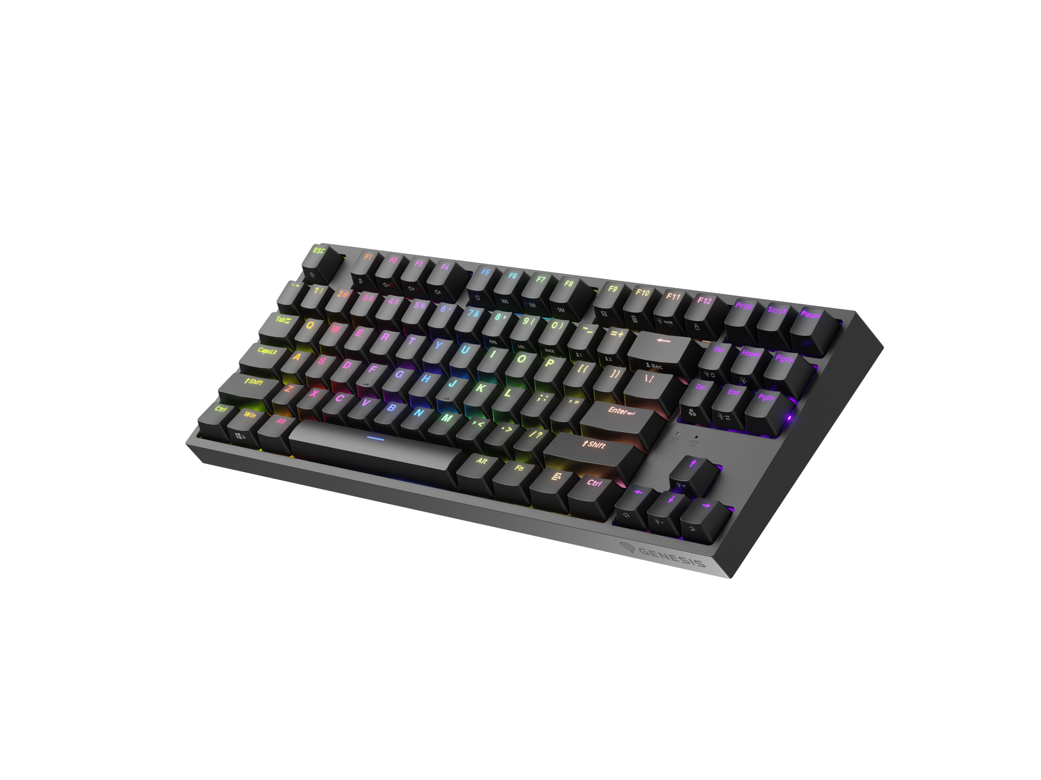 "Genesis" mechaninė žaidimų klaviatūra THOR 404 TKL RGB mechaninė žaidimų klaviatūra Laidinė JAV Gateron Yellow Pro USB Type-A 1005 g